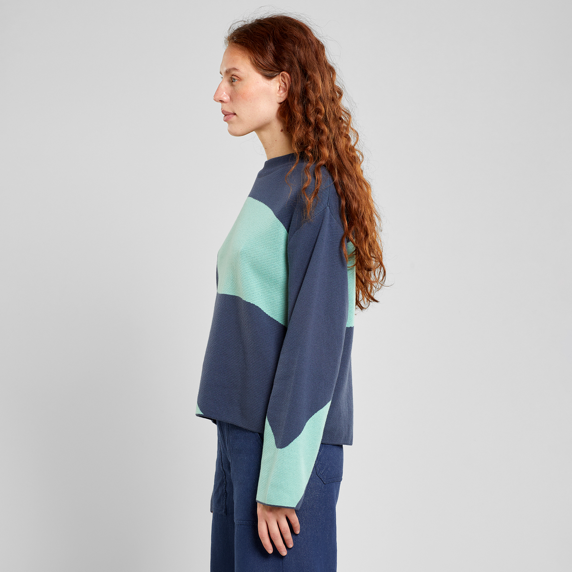 Dedicated Sweater Limhamn Flowy Block Farbe: green/blue