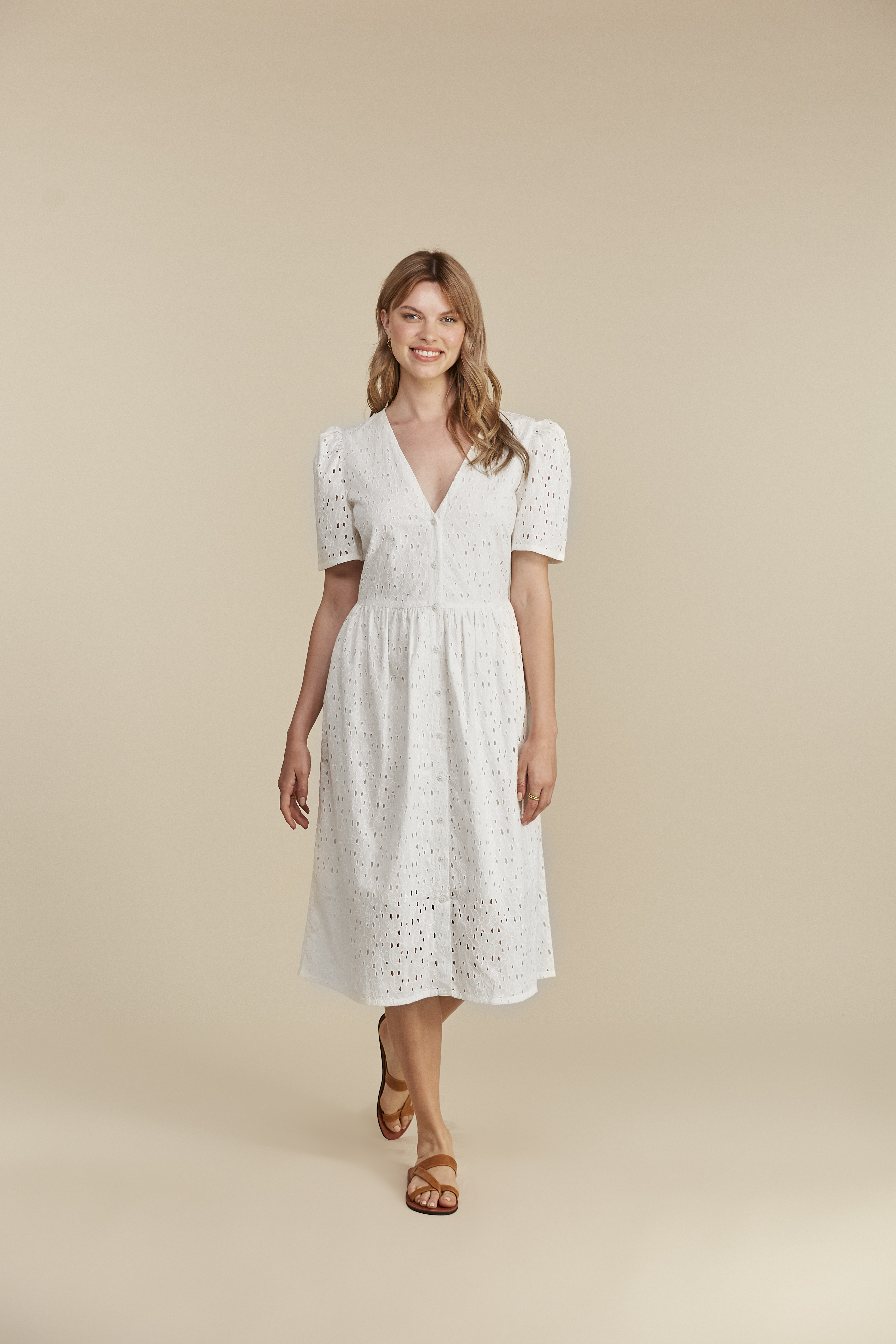 People Tree  Judi Broiderie Kleid Farbe: Eco white