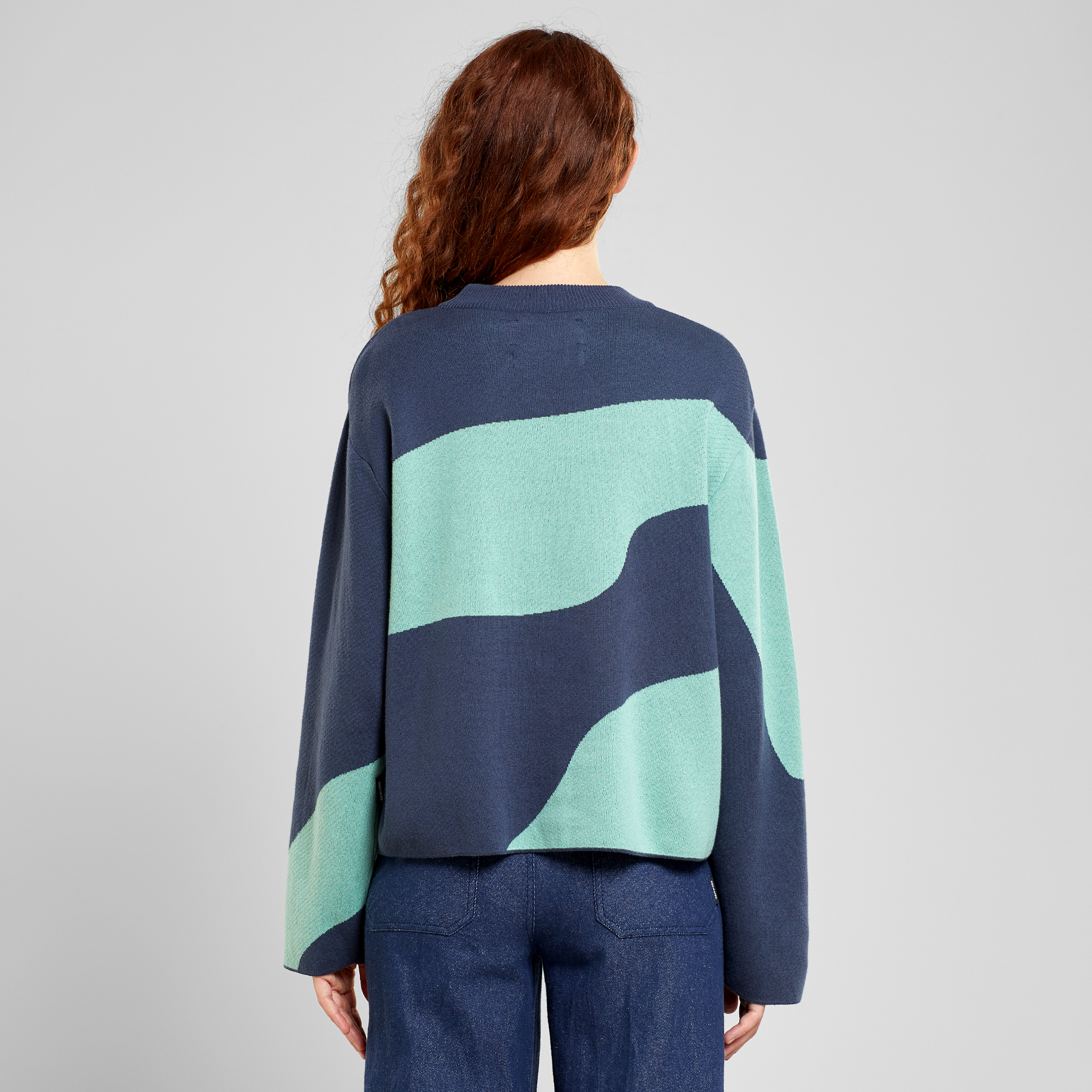 Dedicated Sweater Limhamn Flowy Block Farbe: green/blue