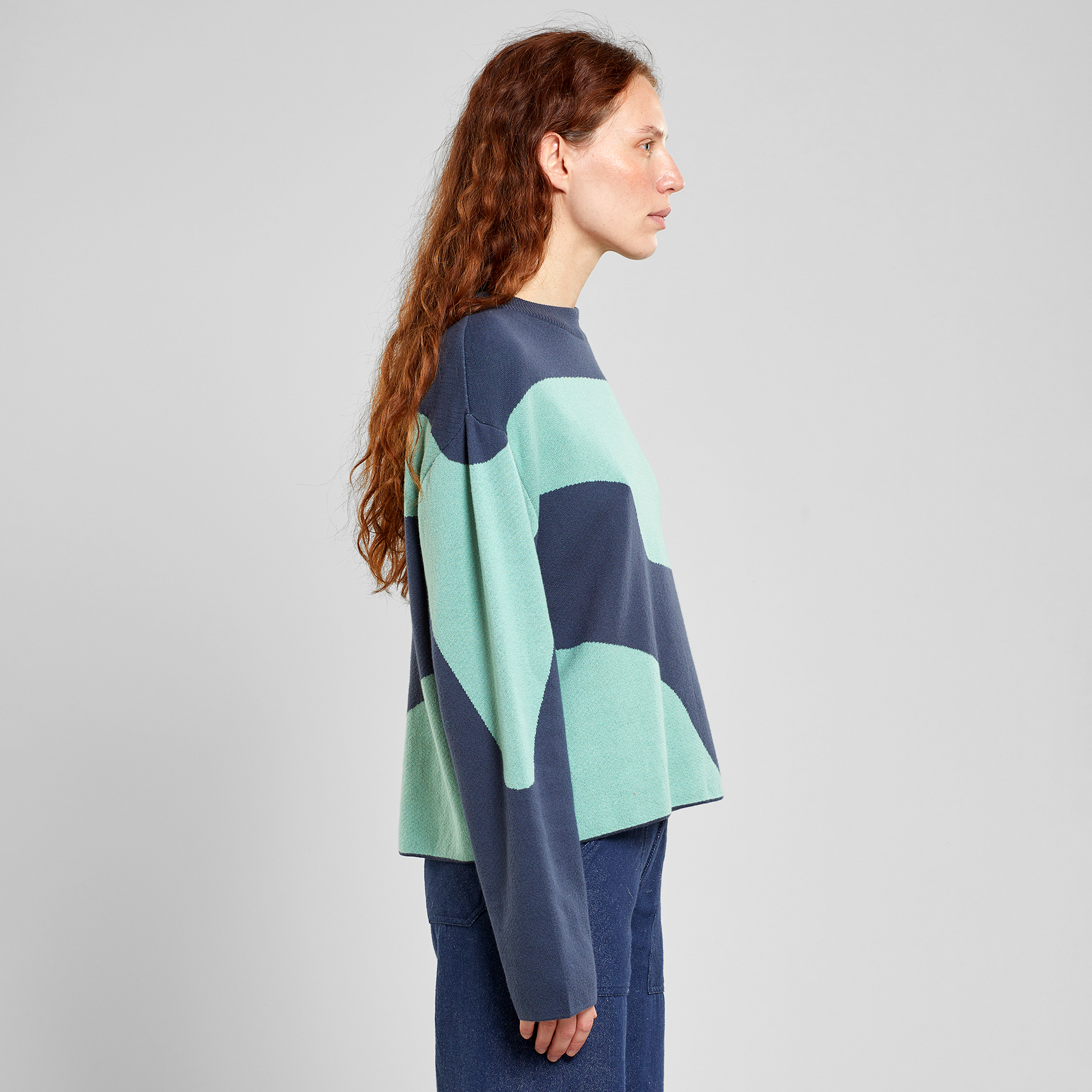 Dedicated Sweater Limhamn Flowy Block Farbe: green/blue