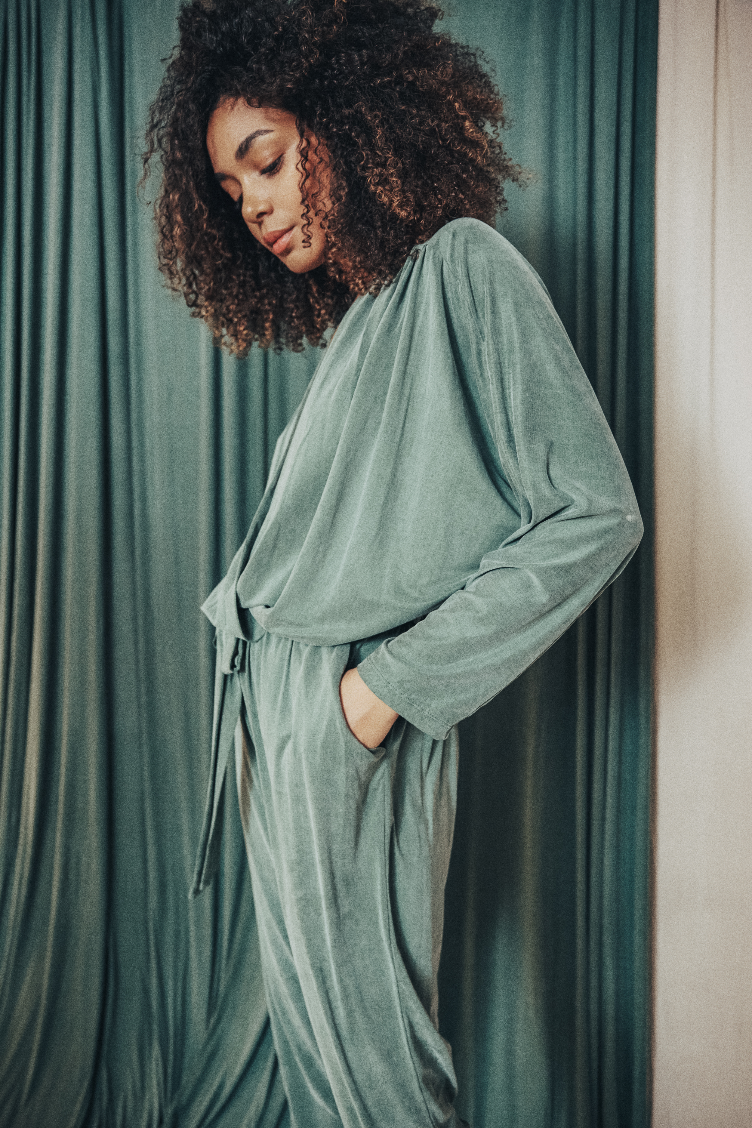 COSSAC Wrap Crupo Jumpsuit Farbe: sage green
