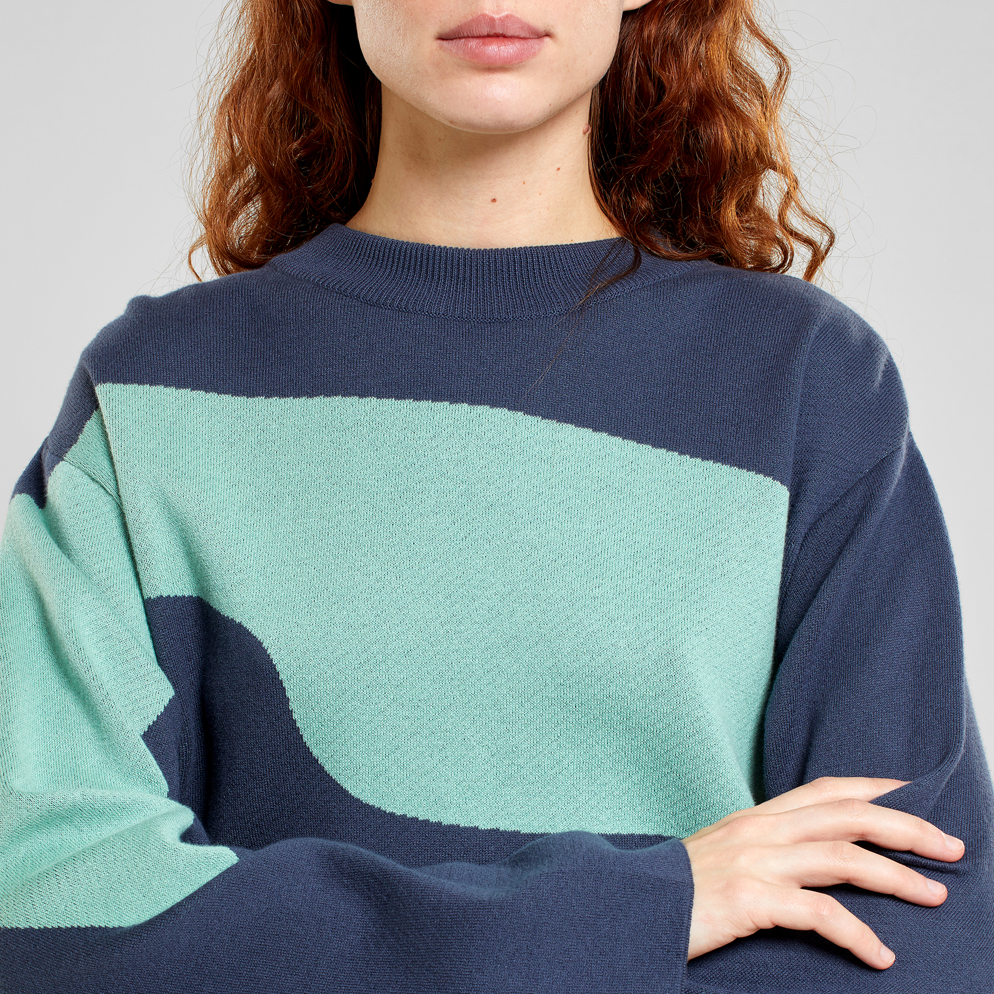 Dedicated Sweater Limhamn Flowy Block Farbe: green/blue